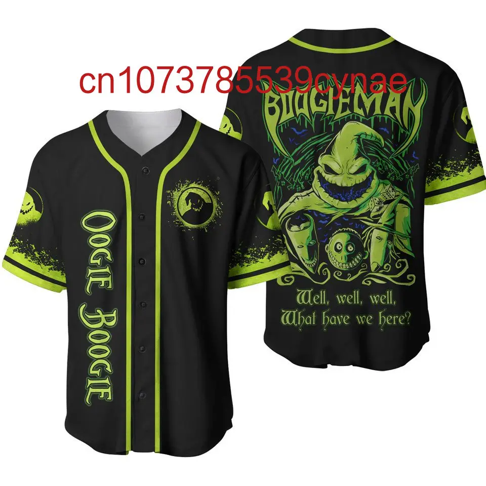 New Disney Oogie Boogie Baseball Jersey Street Fashion Men's and Women's Children's Short sleeved Baseball Shirt