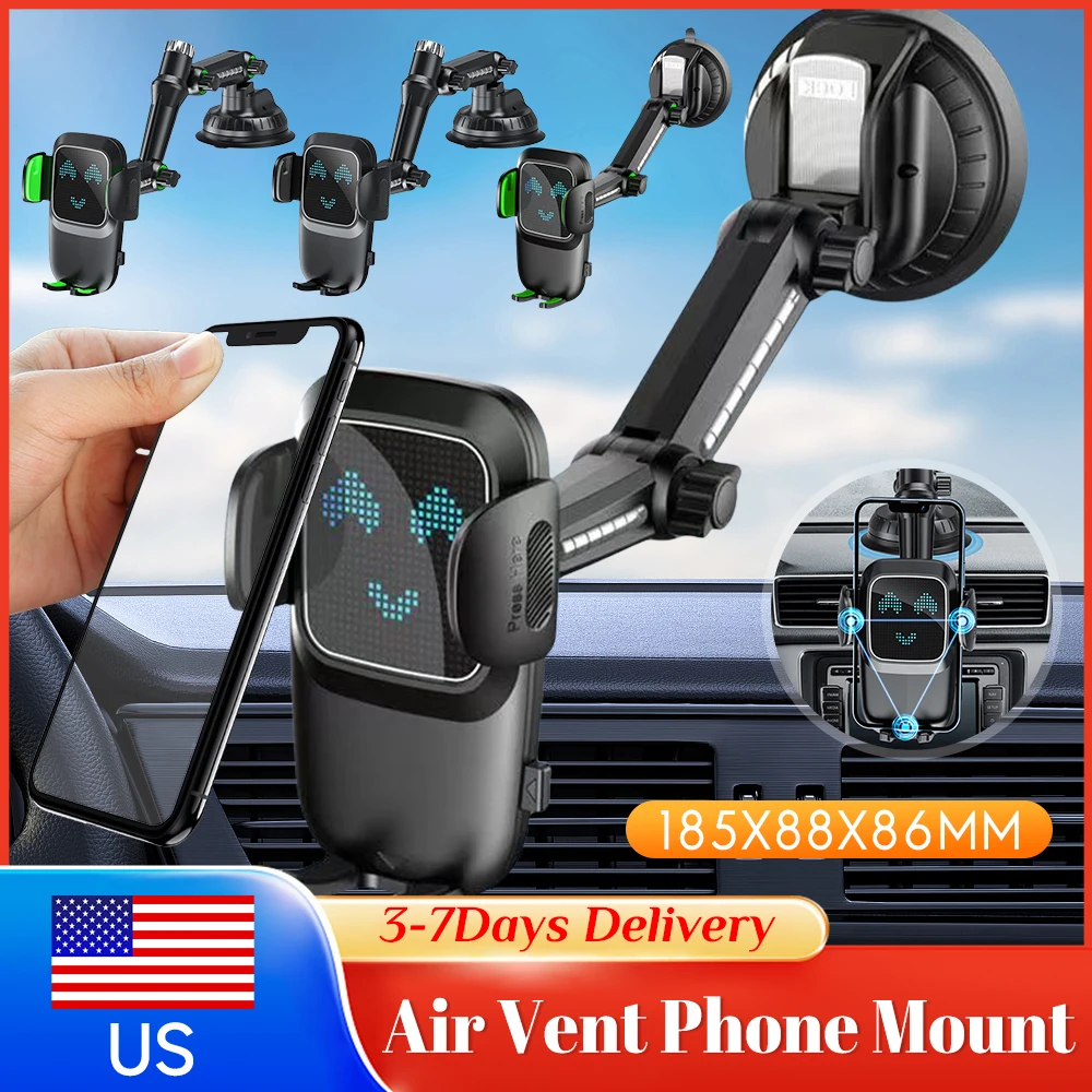 

Phone Mount Suction Cup Holder Flexible Long Arm 360 Degree Rotating for Windshield Dashboard Air Vent 4.7-7.2Inch Phone Bracket