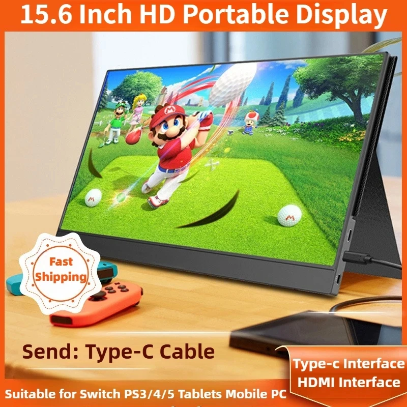 

IPS 14 inch Portable Display Ultra Thin Back Stand 144HZ Monitor For Laptop XBox PS4/5 Switch TV Box Phone PC Extension Mobile