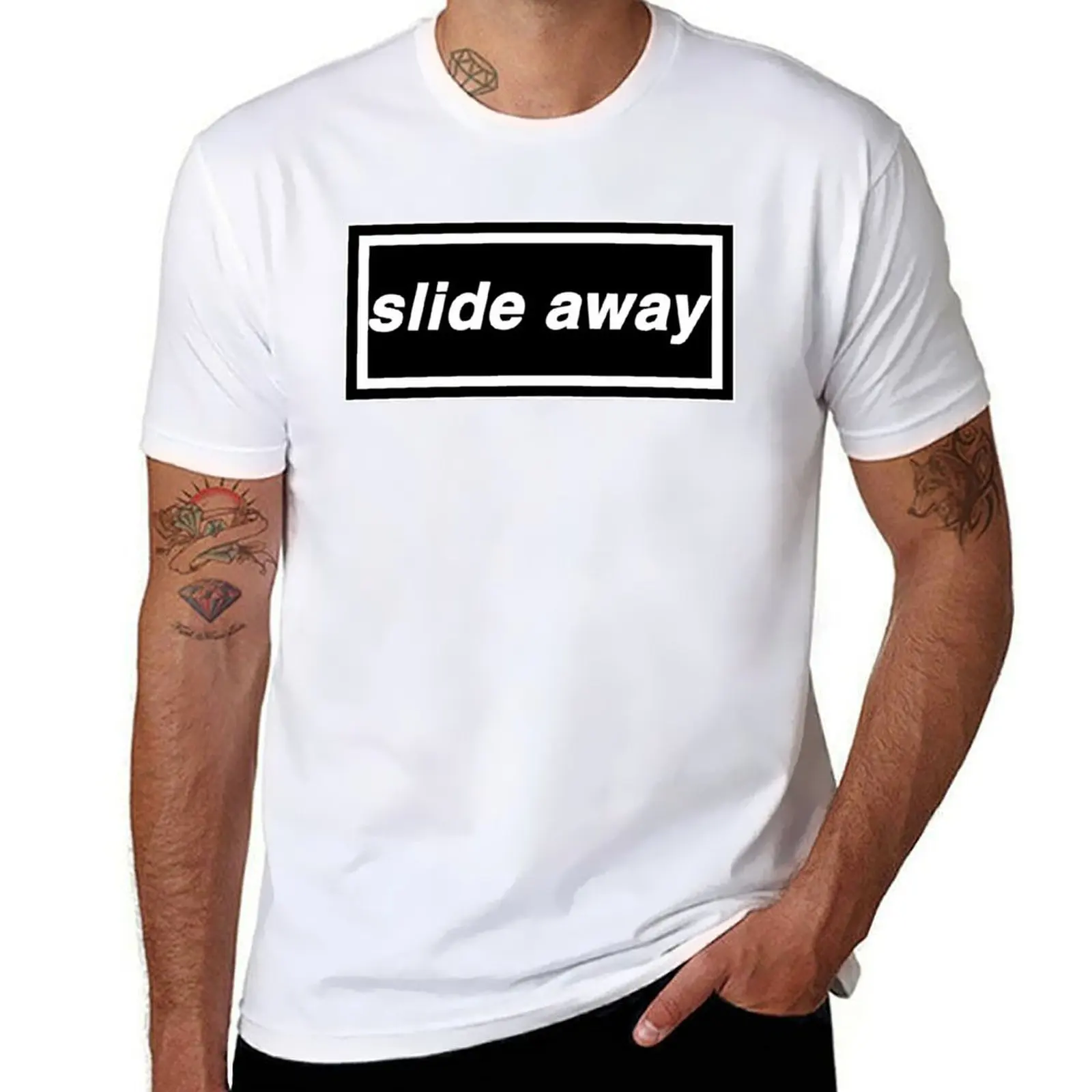 

Oasis (Band) - Slide Away Logo (Definitely Maybe) T-Shirt t shirts for man slim fit man t shirt cotton high quality T-Shirt