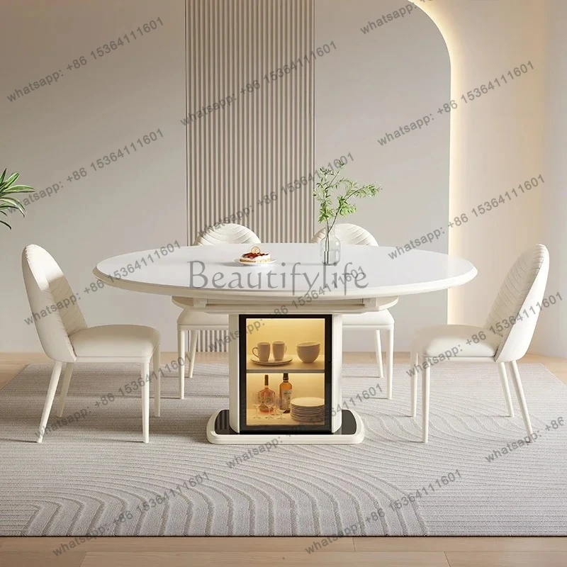

Luxury Living Room Table Chairs Folding Rectangular Extendable Round Dining Table Kitchen Small Mesas