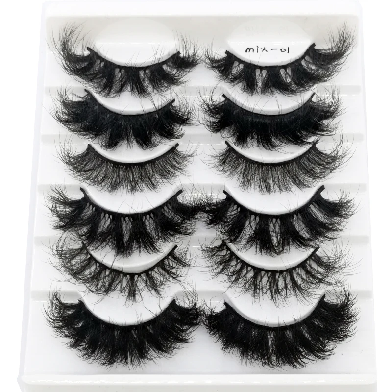 HBZGTLAD False Eyelashes Cat-Eye Fluffy Faux Mink Lashes 8D Wispy Lashes 6 Pairs Pack Dramatic Long Thick Volume Eyelashes