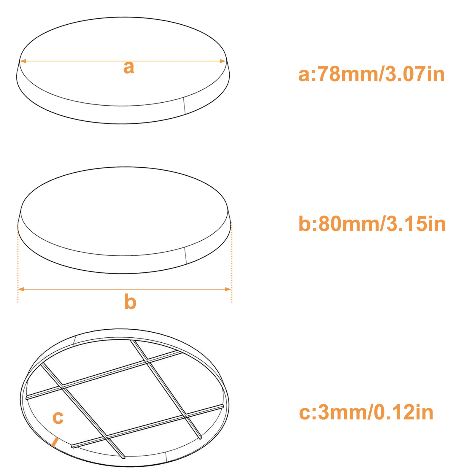 Evemodel Basi modello ABS rotondi da 80 mm per giochi di guerra Giochi da tavolo Scena di simulazione militare MB1180