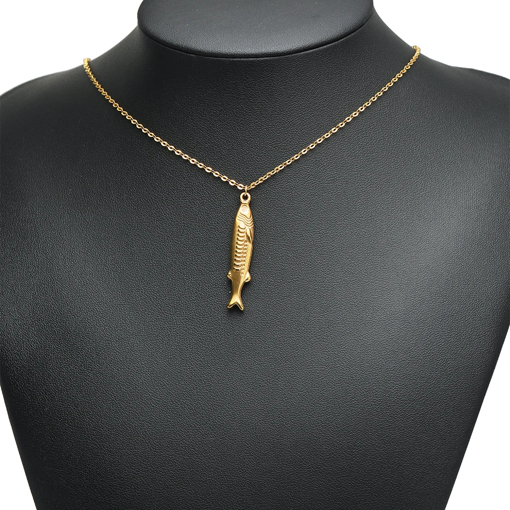 5 Stück Nicht Verblassende Edelstahl Fisch-Anhänger für Halsketten, Armbänder und Ohrringe, DIY Retro Schmuckherstellung Großhandel – Detail 4