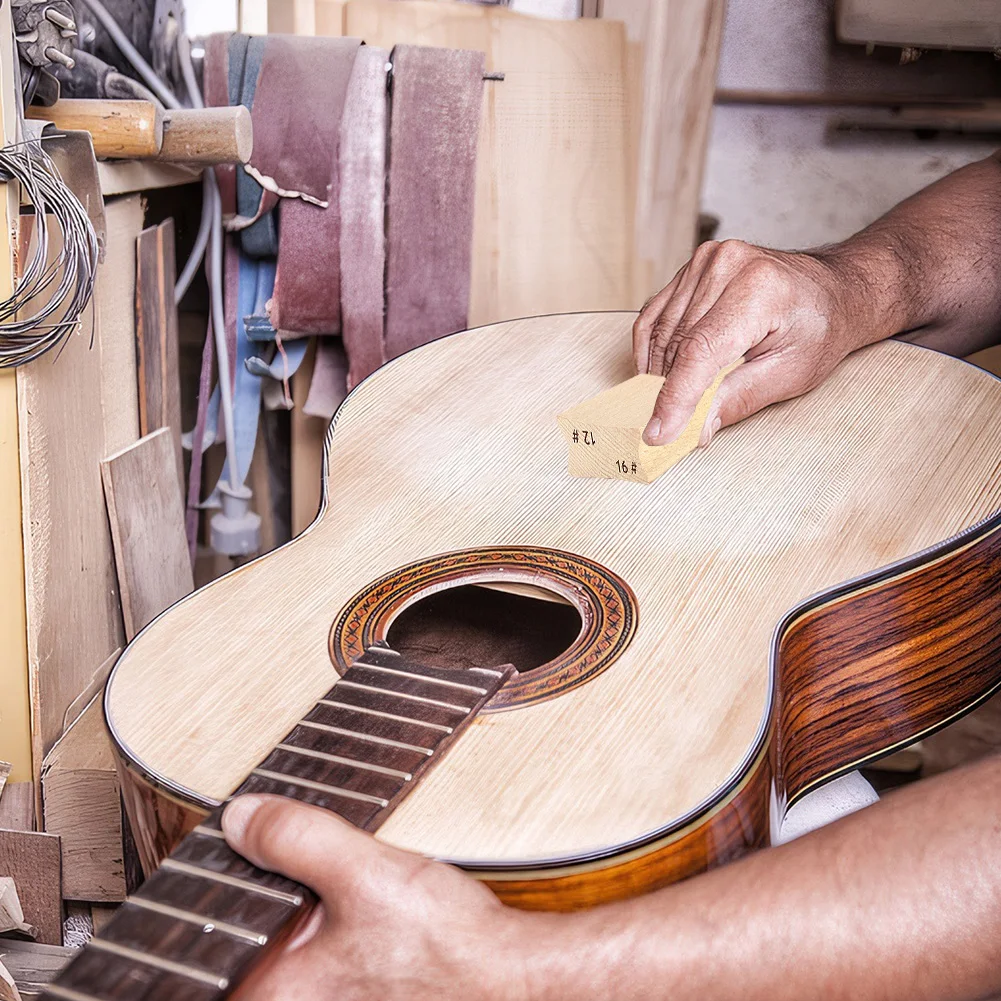 Bloque de lijado de guitarra con papel de lija, diapasón de nivelación de alambre, herramienta Luthier, herramientas Luthier de guitarra de madera para bajo