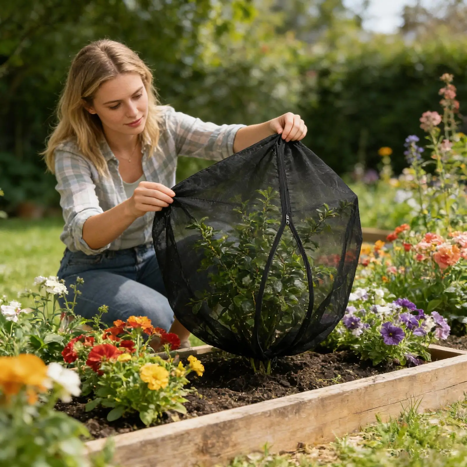 Netting For Plants Reusable Zipper Opening Animal Barrier Protector Mesh Garden Netting Bird Barrier For Nurseries Yard