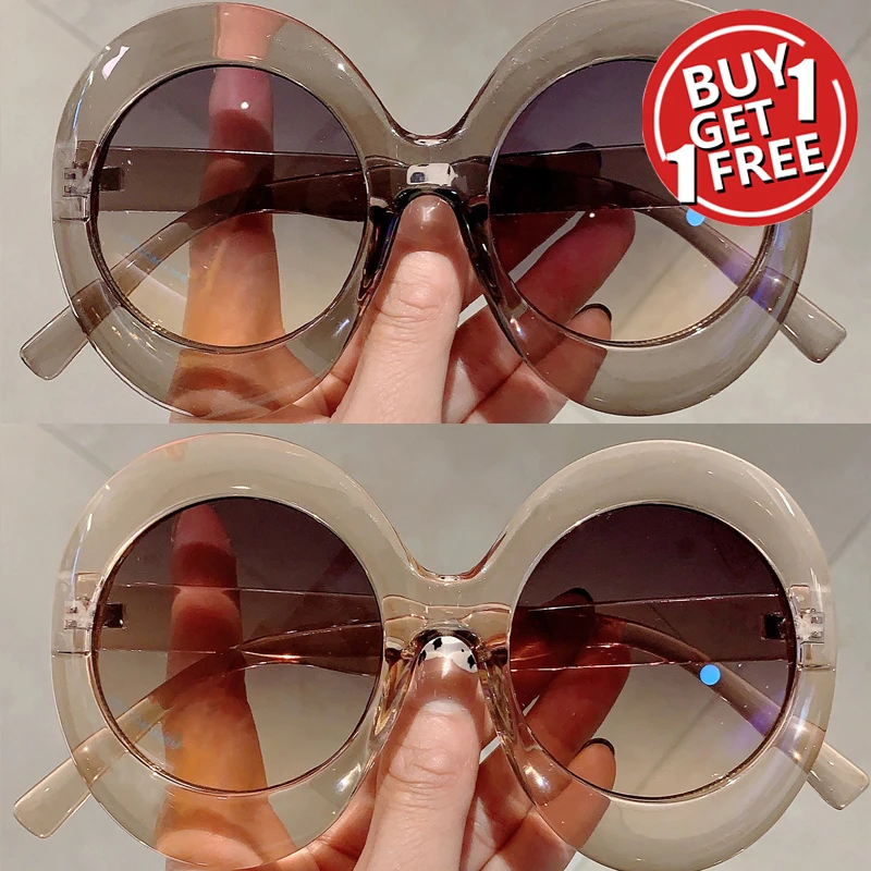 2 Paar pro Set, übergroße runde Sonnenbrille für Damen, modisch, Farbverlauf, mehrfarbig, lässige Farbtöne, Vintage-Sonnenbrille für den Urlaub im Freien
