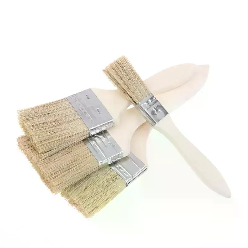 10Pcs Paint Brush Wooden Handles Glue Application Pig Mane Brushes Suitable For Art Handicrafts Plastering And Painting