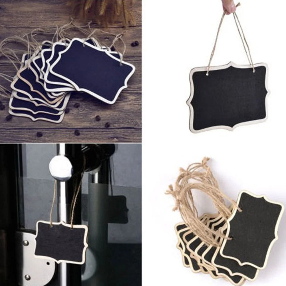 12 Pcs Blackboard Door Hanging Decor Sign Chalkboard Multi-purpose Message Labels Blackboards Wooden Crafts Pendant Child