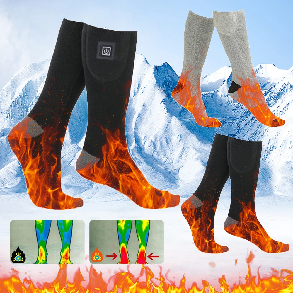 Winter Heating Socks 3 Level Temperature Skiing Sock Cold-Proof Winter Warm Thermal Socks Fast Heating for Outdoor Skiing Hiking