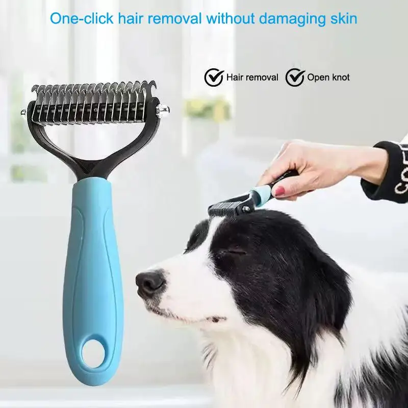2 Sided Pet Grooming Deshedding Brush Dog Cat Hair Remover Comb Shedding Care Supply