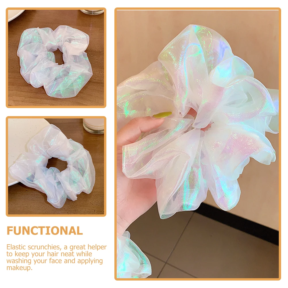 

3pcs Hair Scrunchies for Women Large Elastic Ponytail Holders Shiny Soft Hair Accessories Mermaid Style Ring Decorative Ties