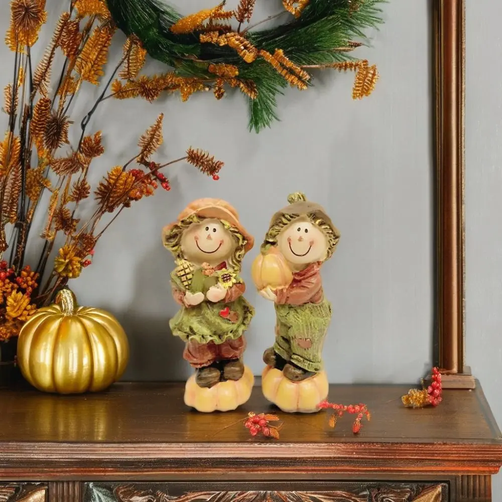 

Crafts Resin Pumpkin Scarecrow Doll Creative Funny Scarecrow Figurine Cute Exquisite Miniature Statue Yard