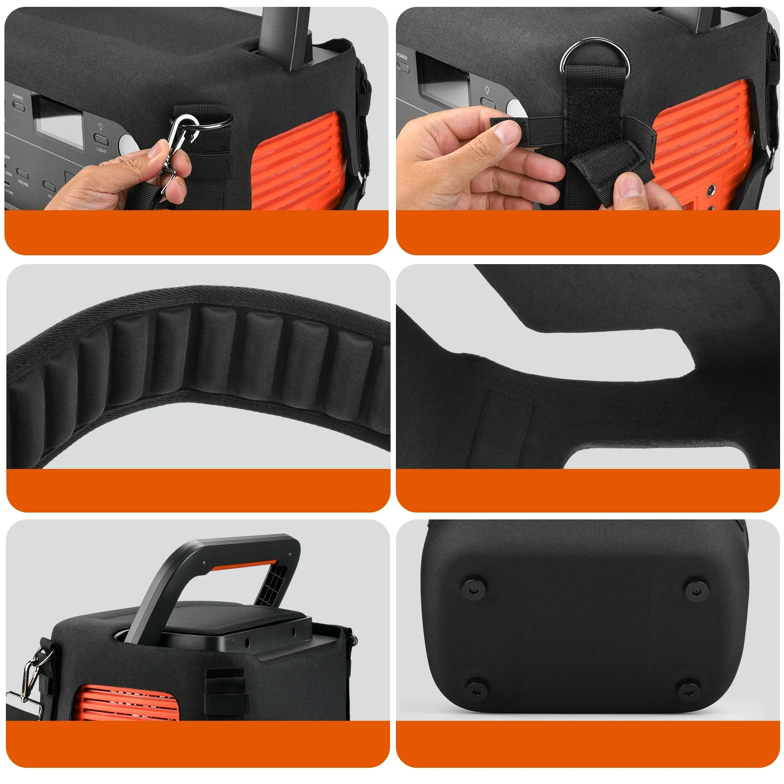 حقيبة حمل لـ Jackery Explorer 1000 v2 EVA حافظة واقية مقاومة للماء حقيبة تخزين للسفر مع ملحقات حزام الكتف