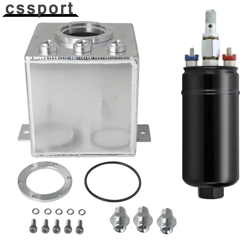 

2L Billet High Flow Swirl Fuel Surge Tank AN6 Fitting & 044 External Fuel Pump