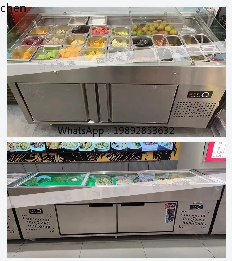stainless steel seafood ice table display refrigerated frozen chilled Taiwanese commercial fresh-keeping cabinet
