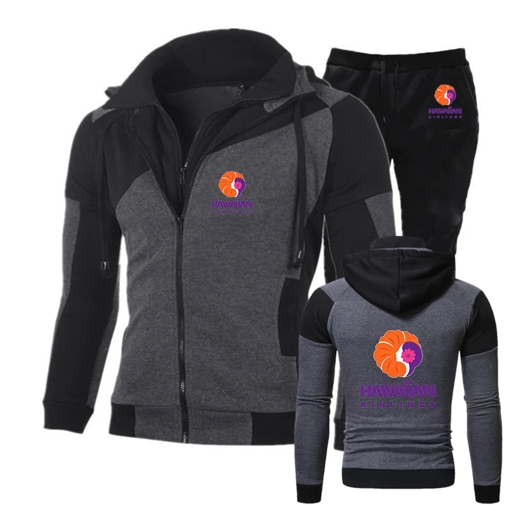 

Hawaiian Airlines Graphic The men's drawstring suit is a stylish option for spring and autumn seasons hoodies jacket
