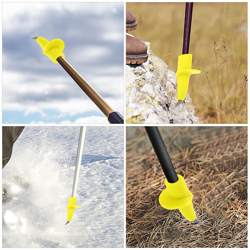 

4 Pcs Tungsten Steel Trekking Pole Tip Hiking Stick Walking Crutch Tips Cane Accessories on Foot