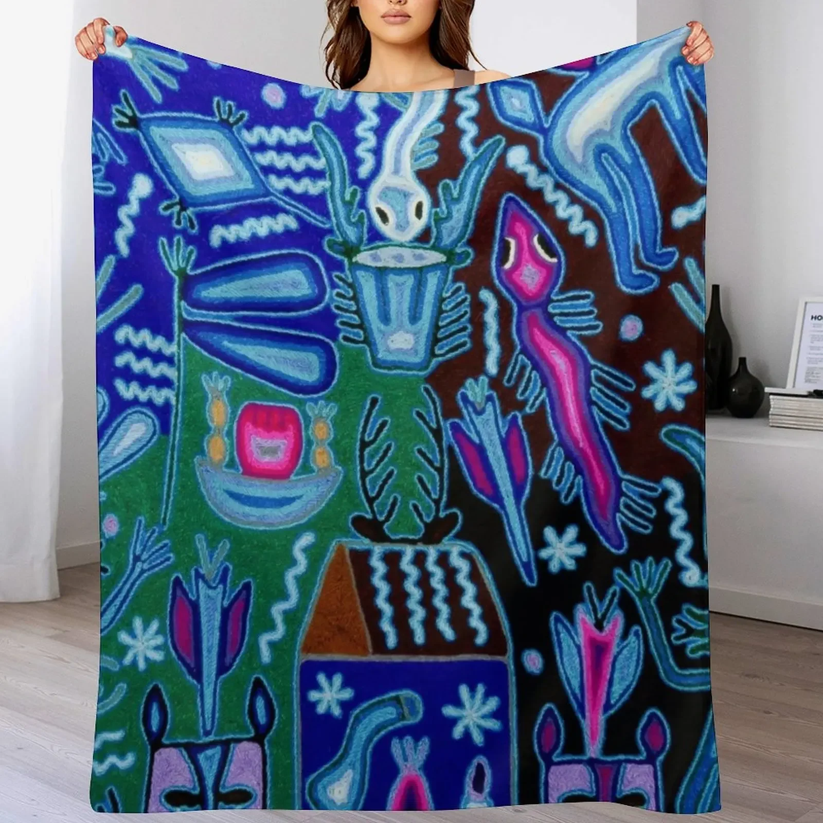 

Traditional textiles of the Huichol people Throw Blanket All Season Lightweight Soft Blanket for Bed