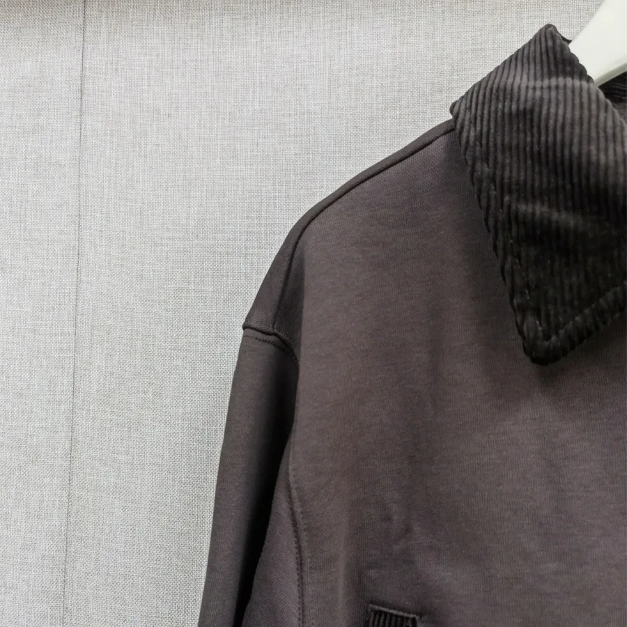 프렌치 레트로 코듀로이 재킷 여성용 2025 가을 숏 웨이스트 슬림 핏 플리스 후디 코트