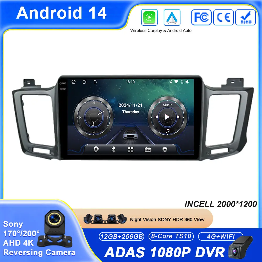 

Android 14 Carplay Auto For Toyota RAV4 4 XA40 5 XA50 2012 - 2018 Left hand drive Car Radio Multimedia Navigation Player Stereo