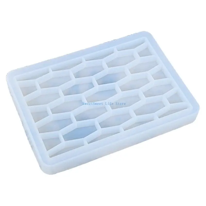 

D5QB Honeycomb Rectangle Tray Epoxy Resin Mold Serving Board Fruit Plate Silicone Mould DIY Crafts Jewelry Holder Casting