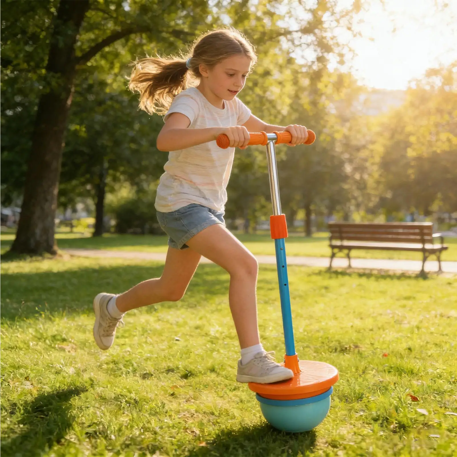 Bastone di equilibrio con ponticello per palla rimbalzo con manico Palla di rimbalzo per equilibrio telescopico per compleanno di Natale per ragazzi e ragazze per interni ed esterni
