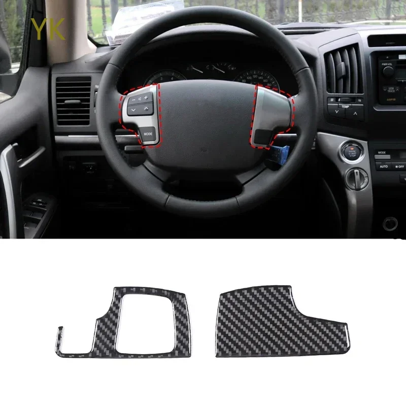 

For Toyota Land Cruiser 2005-2012 Soft Carbon Fiber Car Steering Wheel Button Frame Cover Trim Interior Car Accessories