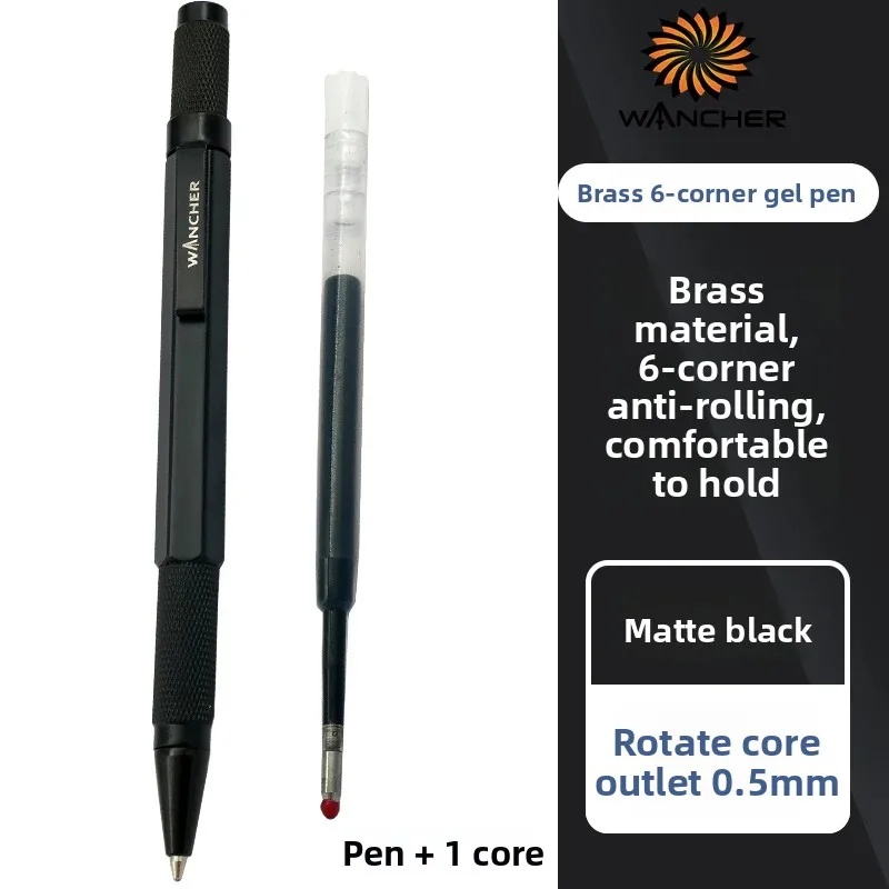 1 قطعة قلم حبر جاف نحاسي للجنسين 6 زوايا مقاوم لللف معدن طالب تعلم الكبار مكتب هدية