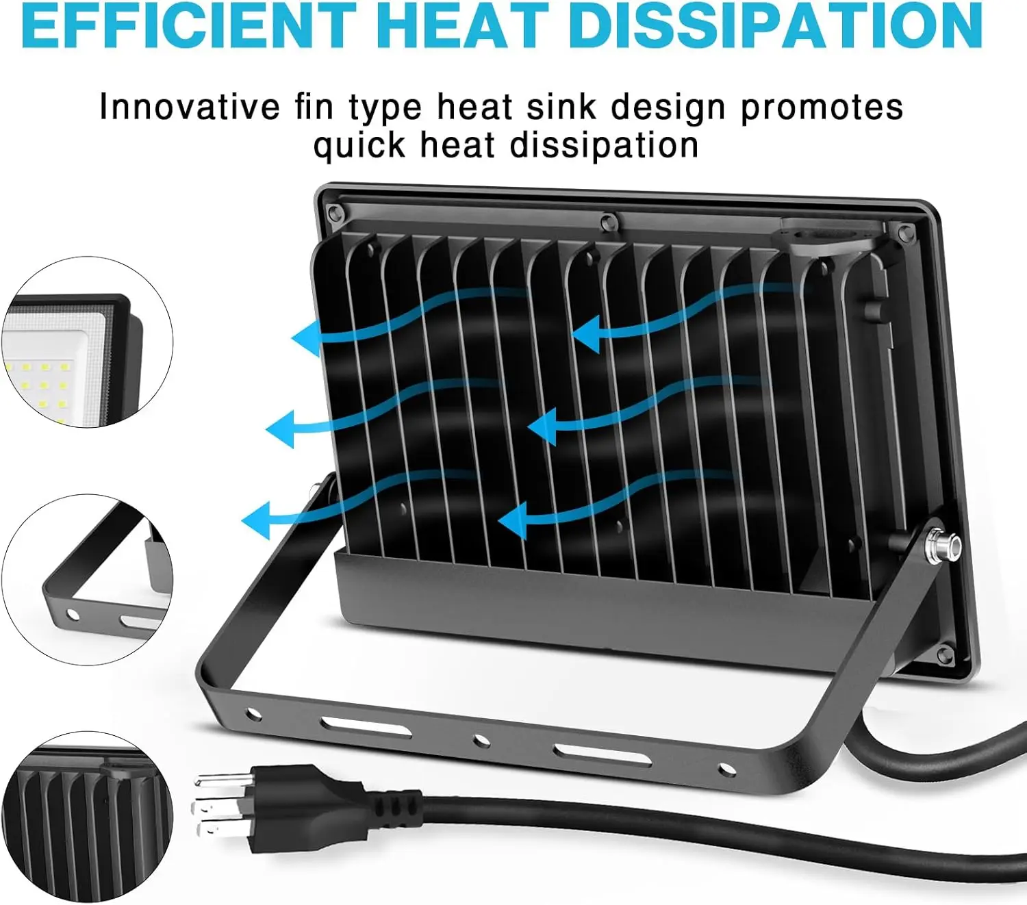 Reflektor LED 130W, 13000lm Zewnętrzny reflektor bezpieczeństwa z wtyczką, wodoodporność IP66 do ogrodu, stadionu