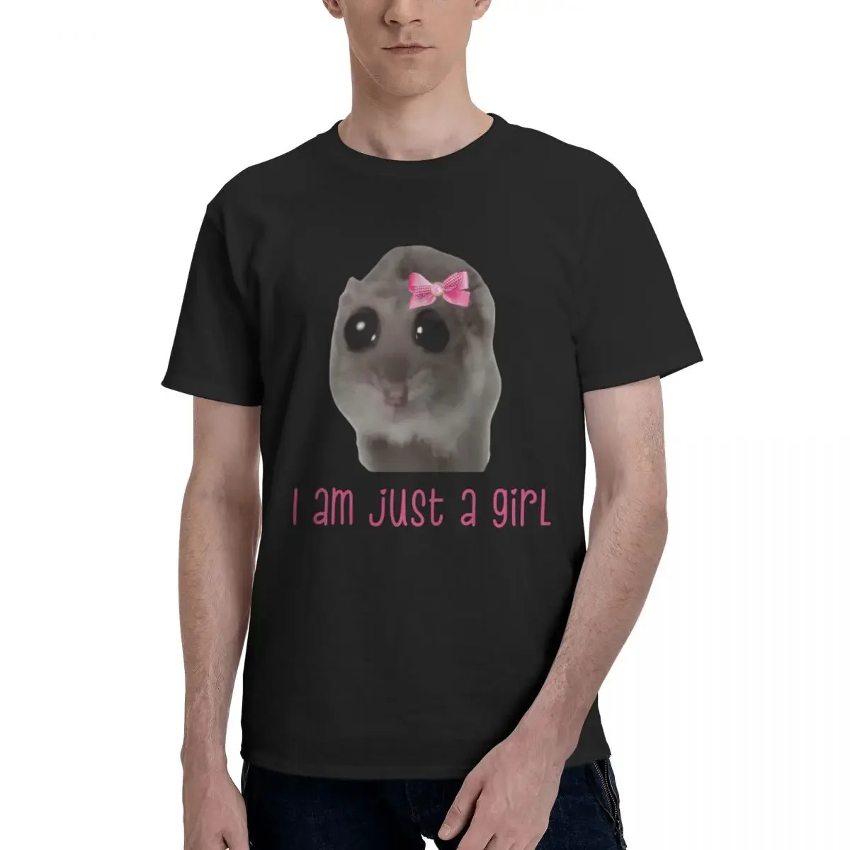 I Am Just A Girl Sad Hamster Oversized Graphic T Shirt Cotton Pops Tshirt For Men Women Man Tee Y2K Short Sleeve Tops