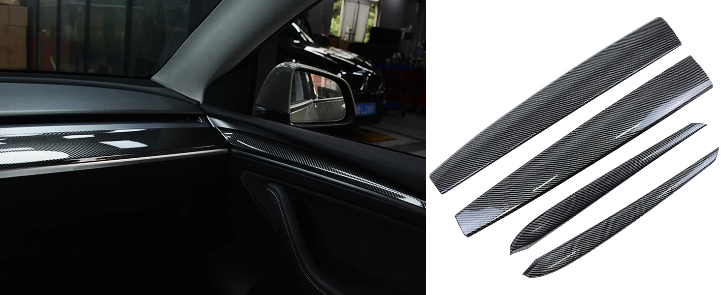 Armaturenbrett-Abdeckung für Tesla Model 3 Y, Abdeckung für die innere Armlehne der Vordertür, Verkleidung für die Mittelkonsole, Zubehör-Aufkleber – Detail 11