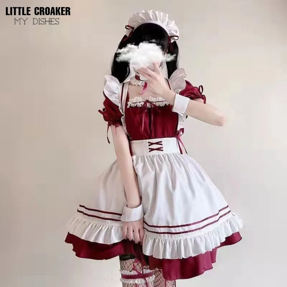

Комплект платья Kawaii Maid Lolita размера плюс | Японское милое и сексуальное платье для косплея | Студенческая форма 2D аниме и готический повседневный наряд
