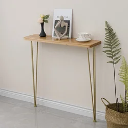 Solid Wood Console Table with Iron Legs Ultra Narrow Against The Wall Storage Rack for Entrance Sofa Table Simple Home Furniture