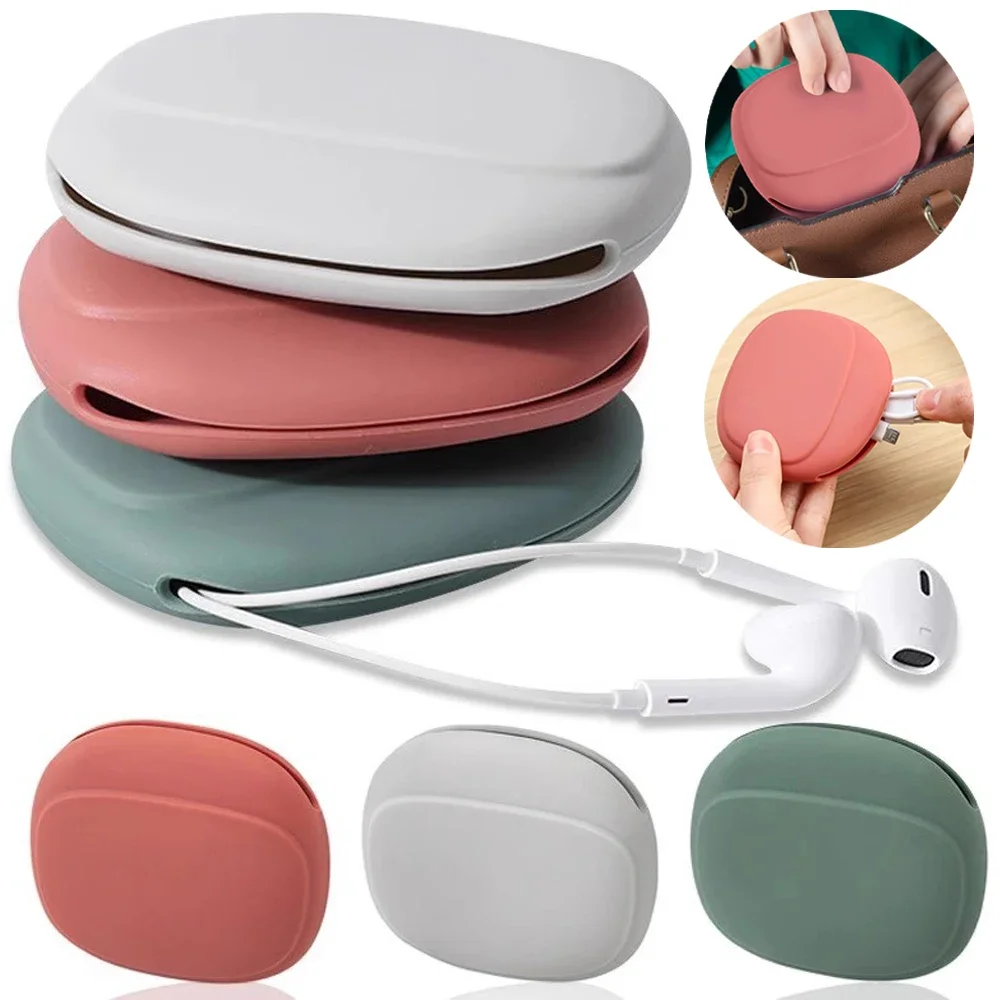 3/1PCS Portable Silicone Earphone Storage Case Waterproof Earbud Pouch Bag for USB Charging Cable Organizers Headphone Purses