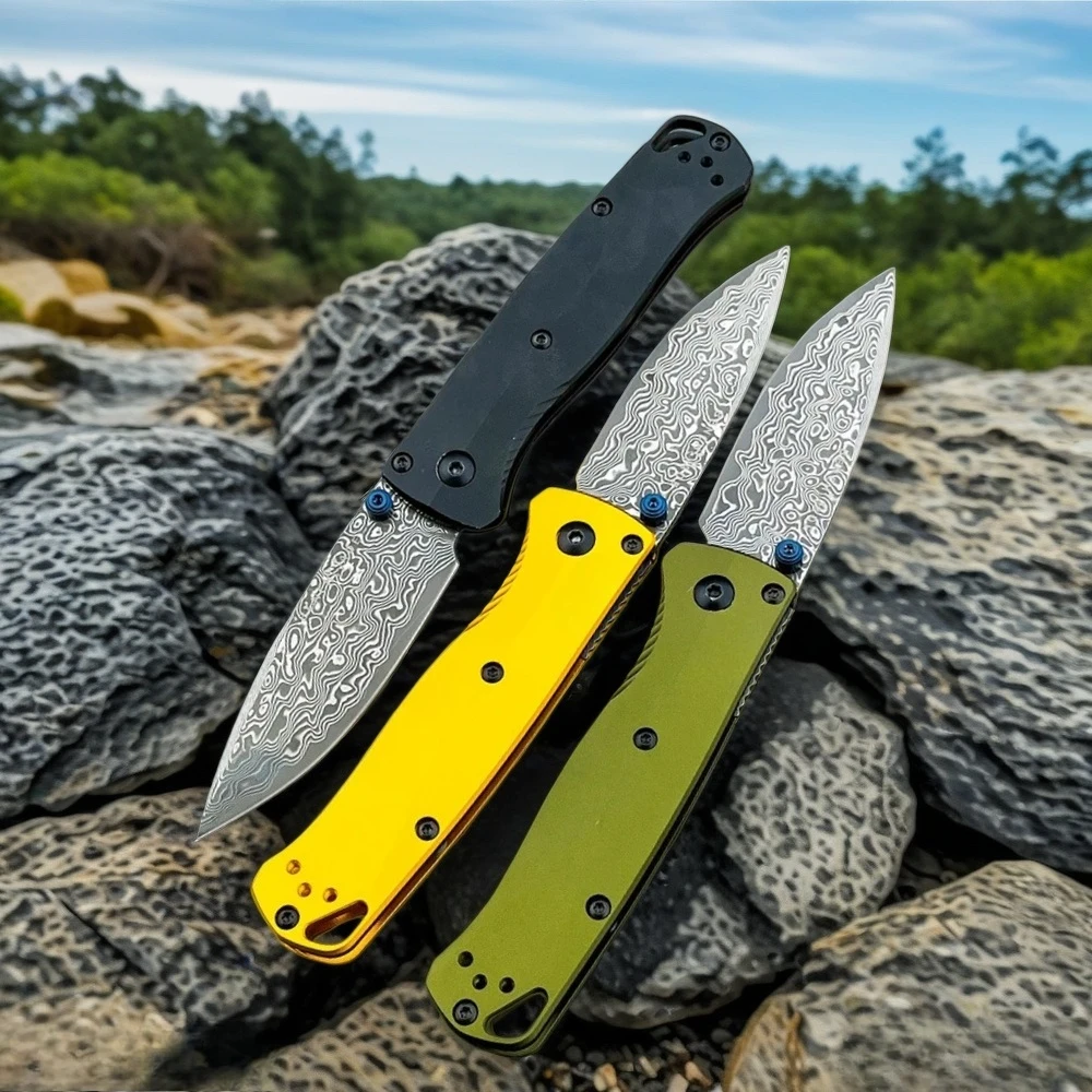 

Складной нож BM 533 для выживания на природе с клинком из стали D2 с дамасским узором и алюминиевой рукоятью – инструмент для повседневного ношения, походов и приключений