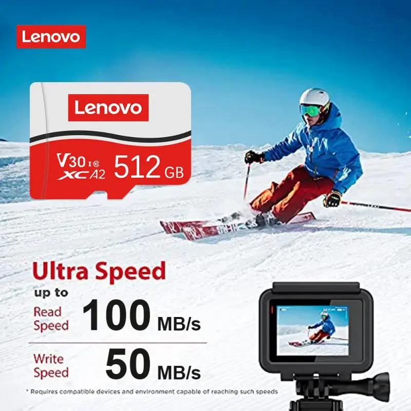 Lenovo-Mini tarjeta TF de gran capacidad, 2TB, Micro TF, SD, 256GB, Normal, tamaño completo, 128GB, tarjetas de memoria con adaptador para cámara/teléfono