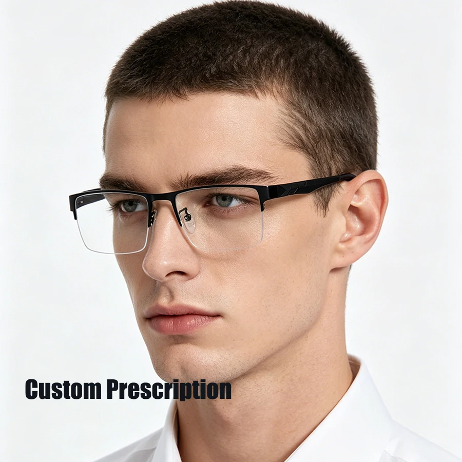 

Men's Custom Prescription Glasses Multi-Focal Progressive Photochromic Anti-Blue Light Myopia Hyperopia Reading Glasses 6607