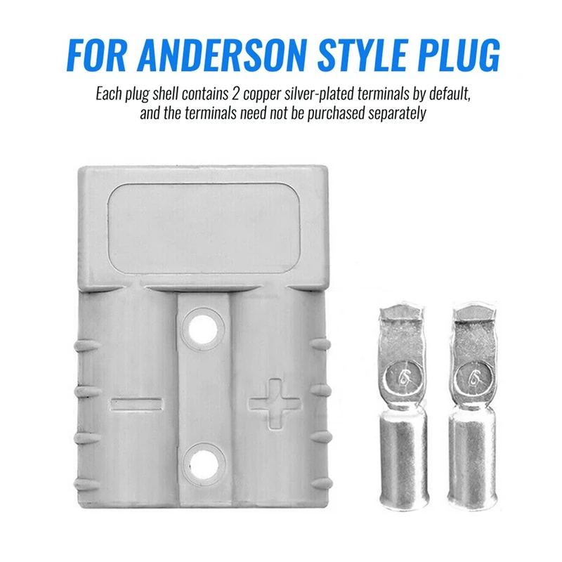 20Pcs For Anderson Style Plug Connectors DC Power Tool 50A 12-24V 6AWG Double Pole With Copper Contact Power Connectors