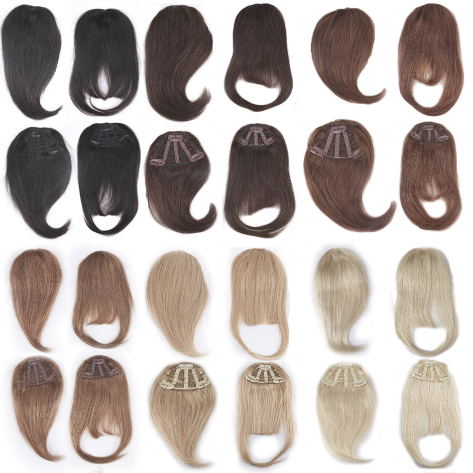 เส้นผมมนุษย์ Bangs 3คลิป3D ตัดตรงยุโรป Remy ผม Fringe คลิปที่ยืดผม8นิ้ว20G Neat บาง Hairpieces