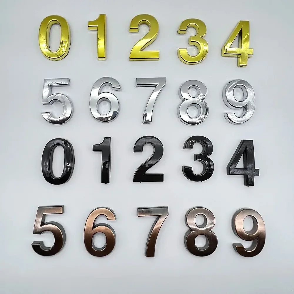 3.5-10cm 3D House Numbers Digits 0-9 Sticker Self Adhesive Door Plate Sign Outdoor Mailbox Hotel Apartment Room Address Plaque