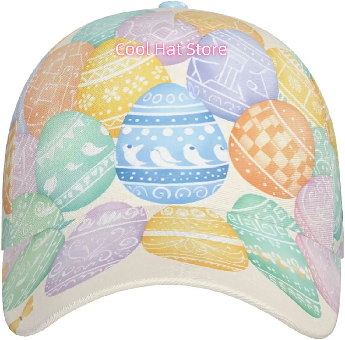 Easter Egg Delight Pattern Baseball Cap Adjustable Cotton Baseball Hat for Sports, Outdoor, Travel Gifts for Men Black