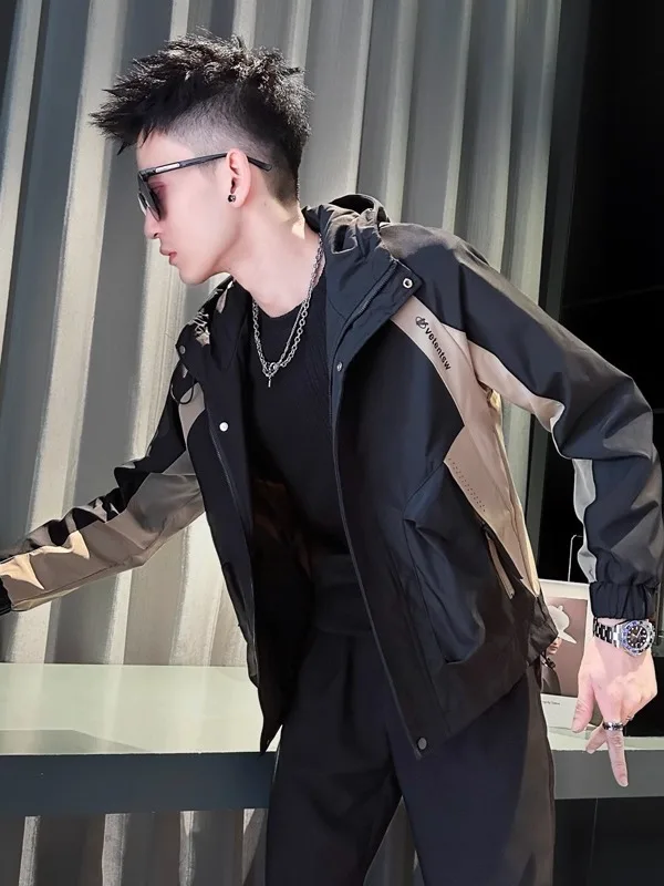 

Весенне-осенняя новая мужская толстовка с капюшоном Jaet, цветная блузка с защитой от ветра, повседневное универсальное пальто на молнии из полиэфирной ткани