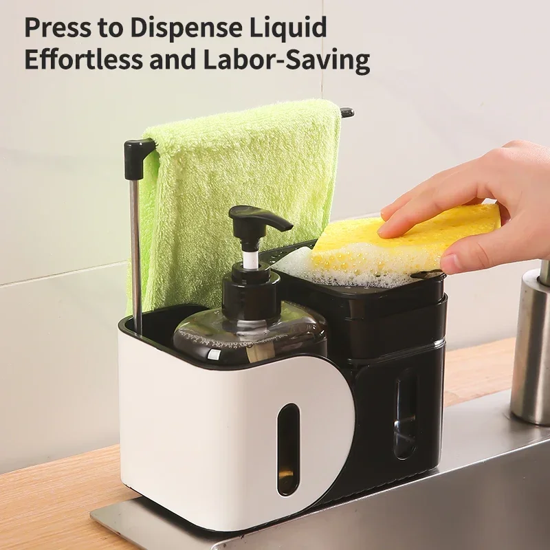 

4-in-1 Kitchen Soap Dispenser Set with Sponge And Dishcloth Holder Hand And Dish Soap Dispenser for Kitchen Sinks