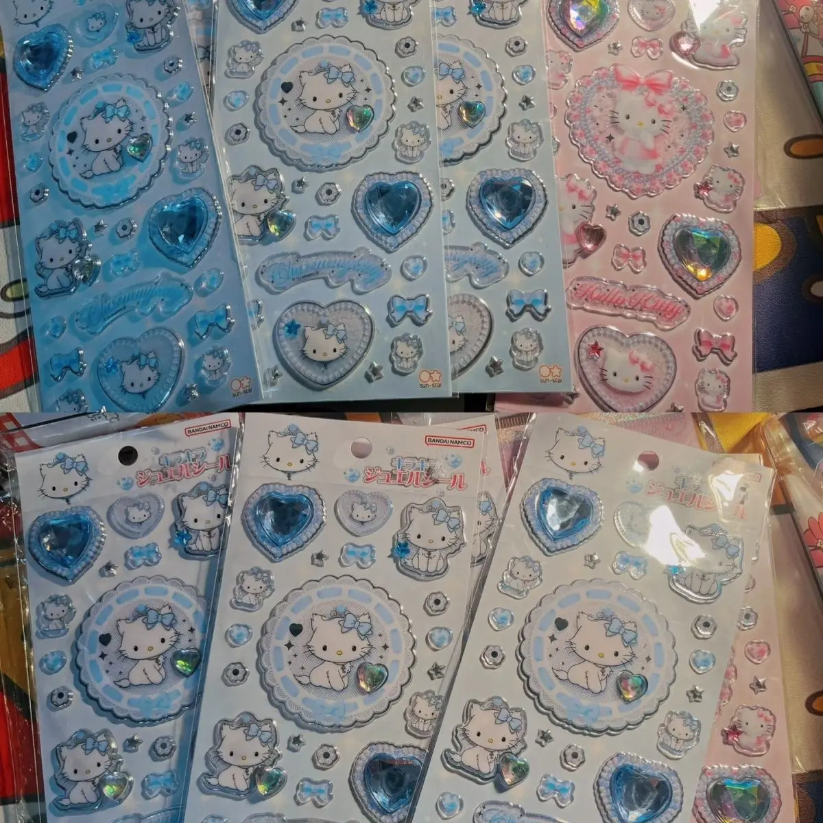 

NEW Cute HelloKitty My Melody 2026 Sticker Set 3D Heart Rhinestone Decor Cartoon Anime Kawaii for Crafts Holiday Gifts