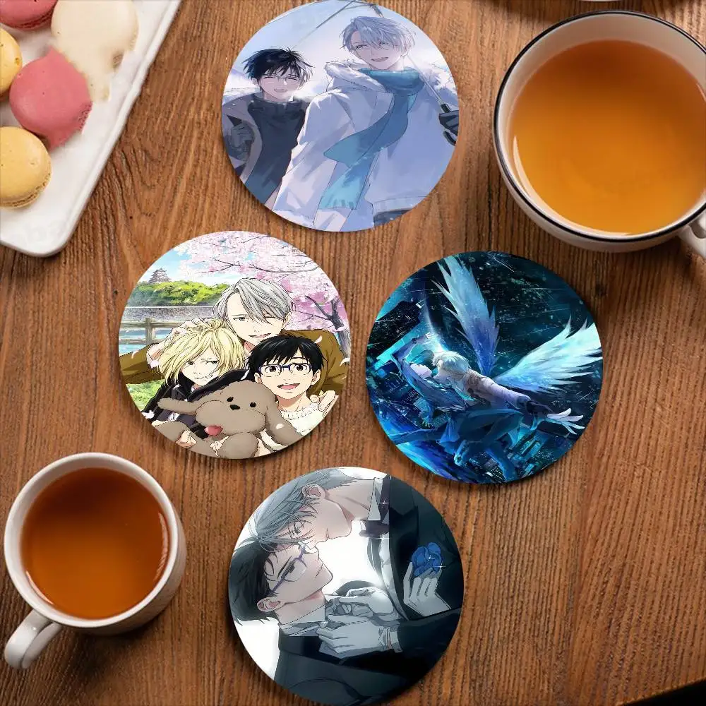 Anime YURI!!! on ICE Wooden Coaster Coffee Teacup Decoration Coffee Shop Beverage Shop Family Restaurant Cafe Decoration