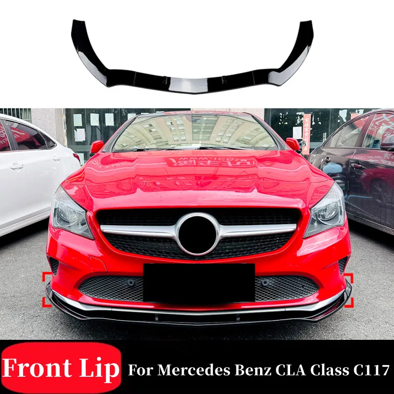 

For 2016-2019 Mercedes Benz CLA Class C117 3pcs/Set Car Front Bumper Lip Chin Spoiler Splitter Bodykit Exterior Accessories
