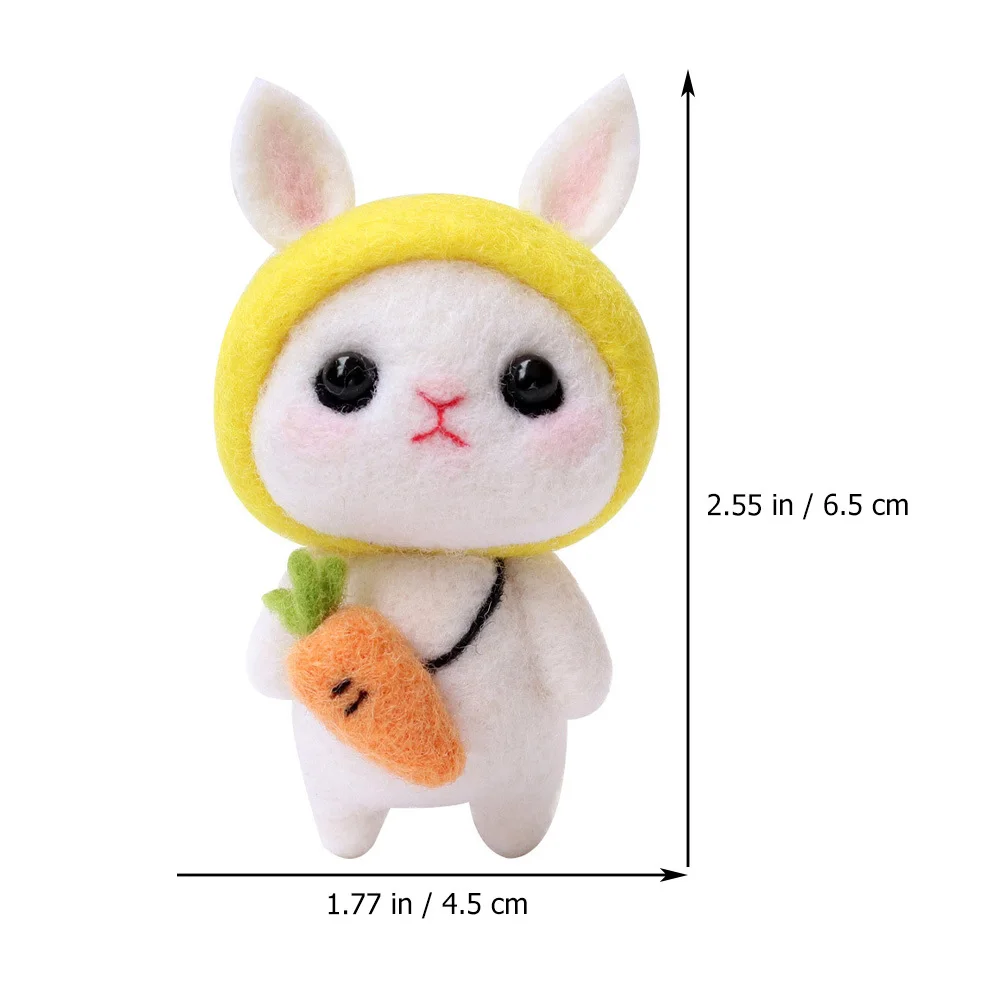 

4Sets Wool Felt DIY Materials Kit Rabbit Year Needle Felting Set Convenient DIY Accessories Crafts Needle Felting Kit