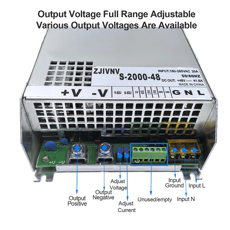 2000w Switching Switch Power Supply ac-dc voltage adjustable 0-12v 15v 24v 27v 48v 13.8V 150V 200V For LED Strip CCTV, DC MOTOR