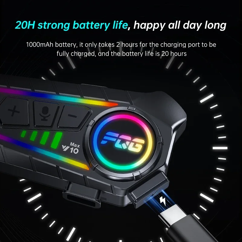 1/2x Bluetooth 6.0 Motorcycle Helmet Intercom Headset For 2 Riders intercommunicator Moto Waterproof Music Sharing Interphone